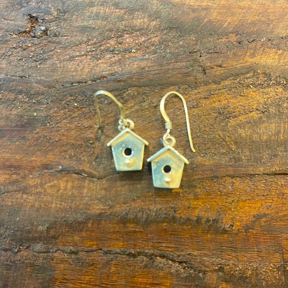 Brown County Co. Silver Jewelry - Sterling Silver Brown County Co. Dangly Bird House Earrings .925